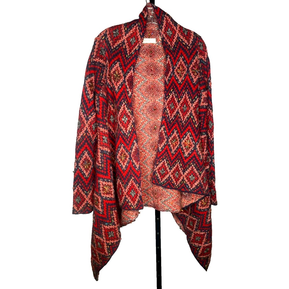 Sleeping On Snow Anthropologie Wool Blend Echoing Argyle‎ Cardigan sz XS crochet